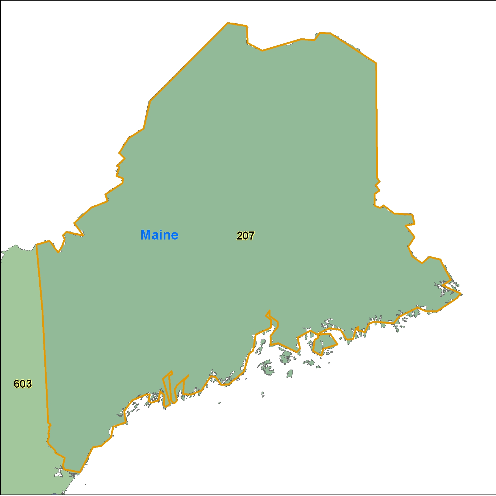Maine (ME) Area Code Map
