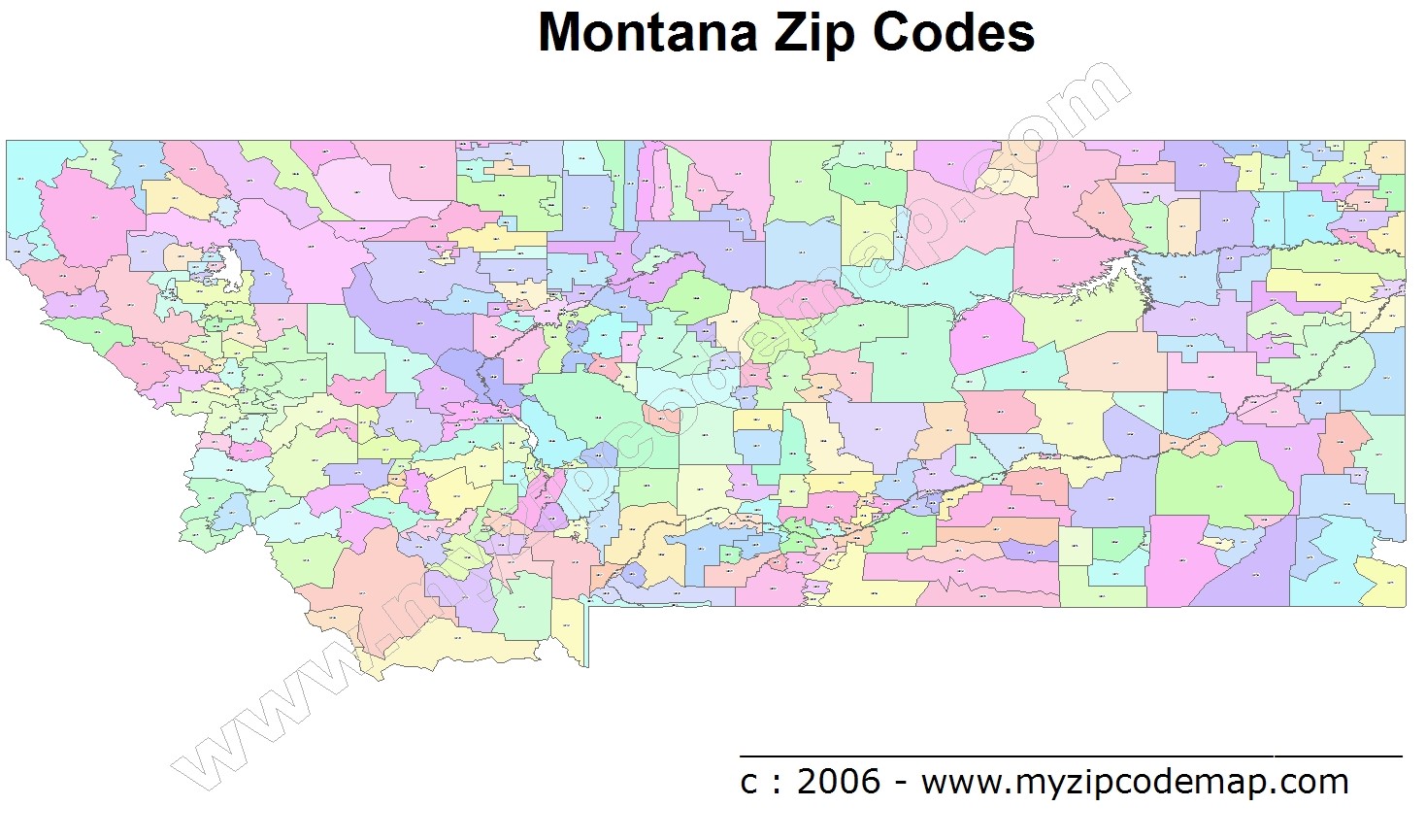 Montana (MT) Zip Code Map