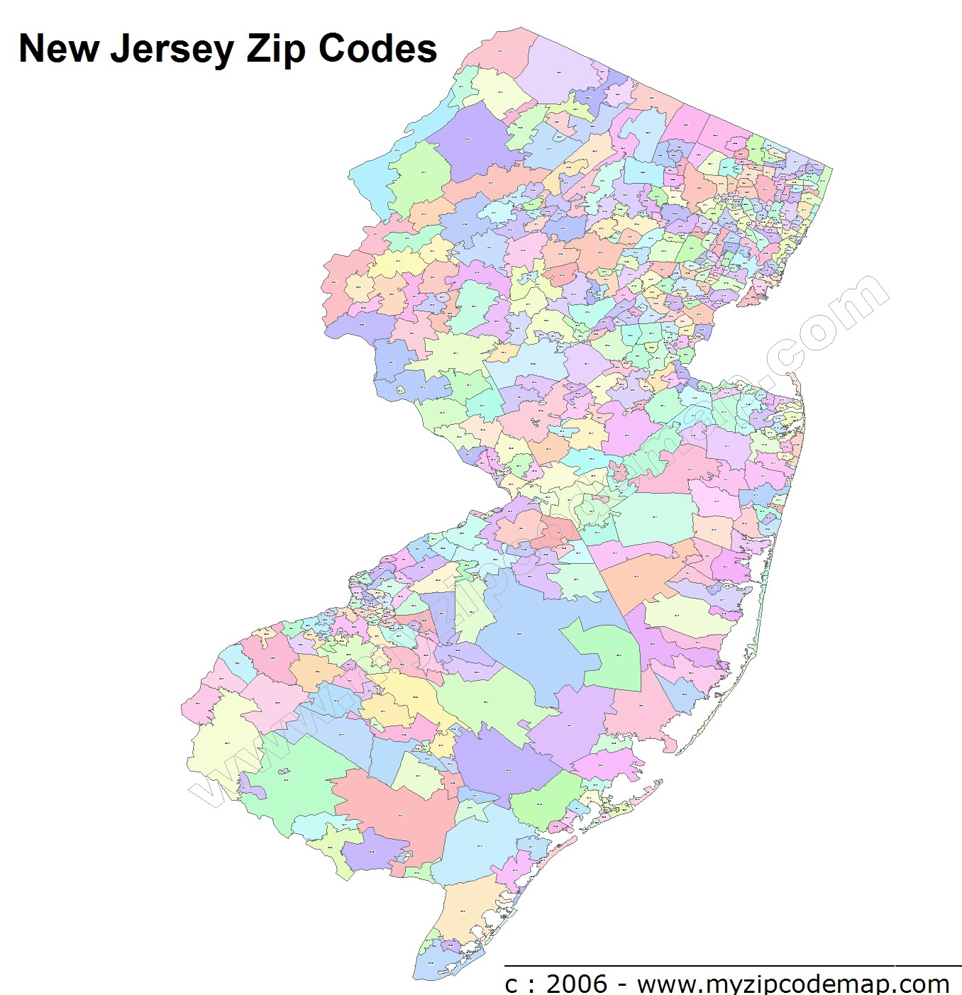 New Jersey (NJ) Zip Code Map
