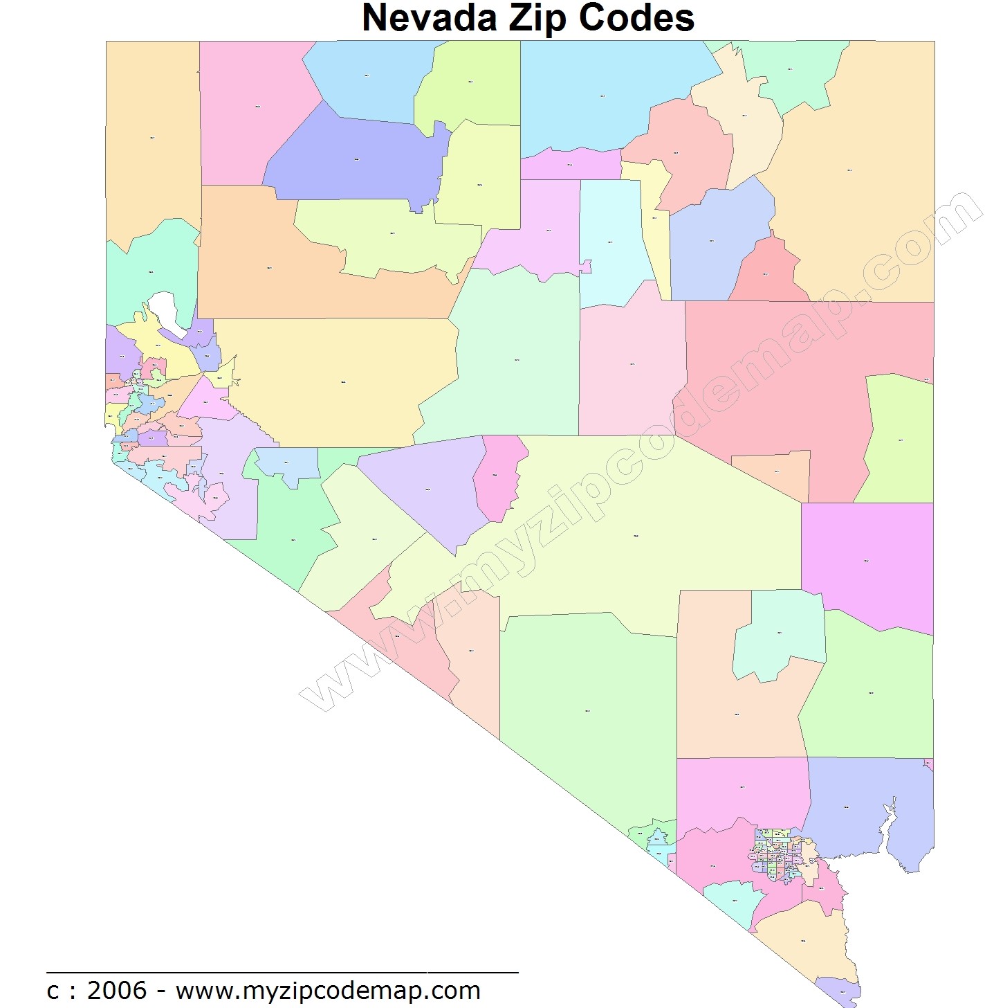 Nevada (NV) Zip Code Map