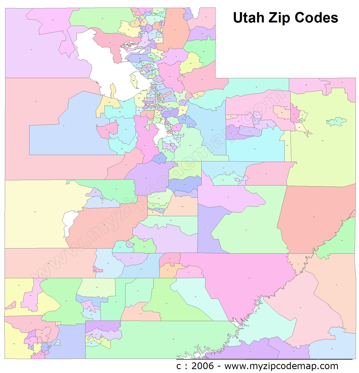 Utah (UT) Zip Code Map