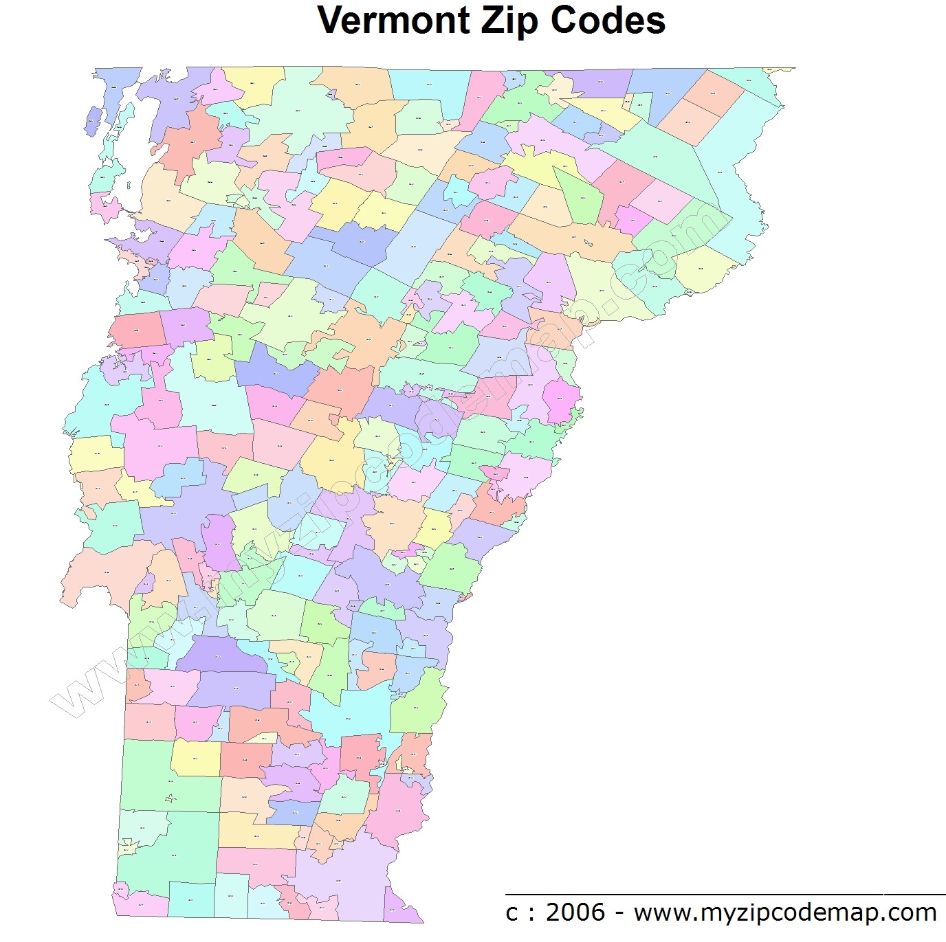 Vermont (VT) Zip Code Map