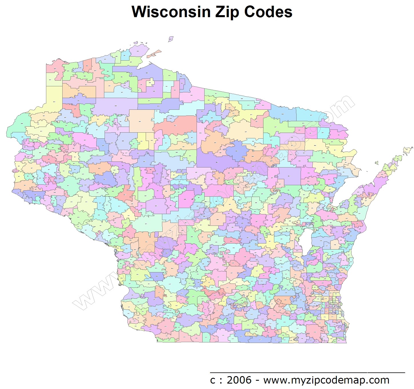 Wisconsin (WI) Zip Code Map