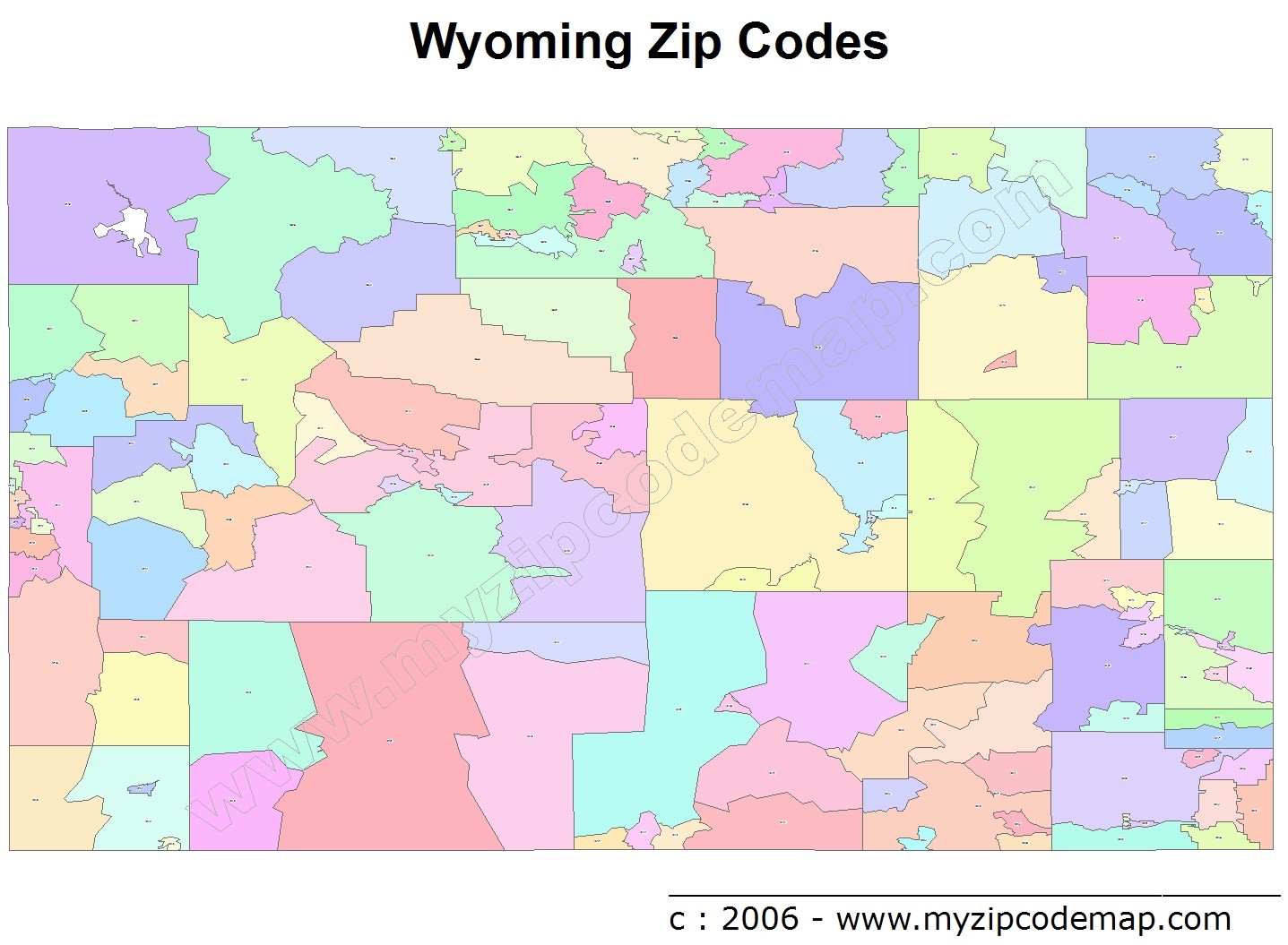 Wyoming (WY) Zip Code Map